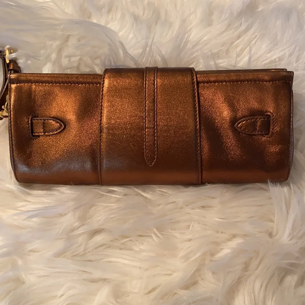 Jimmy Choo Metallic Copper Leather Clutch